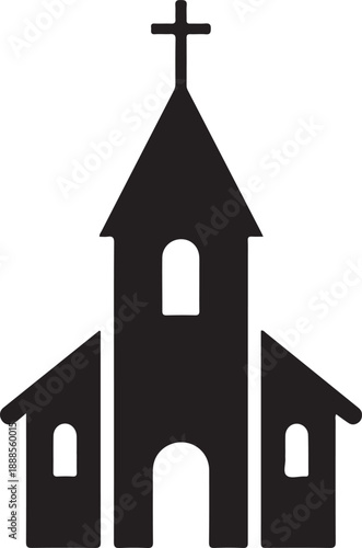 Church Building Icon Silhouette Christian Religion Symbol