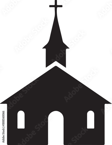Church Building Icon Silhouette Christian Religion Symbol