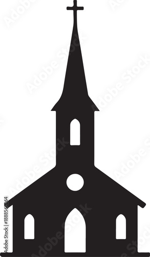 Church Building Icon Silhouette Christian Religion Symbol