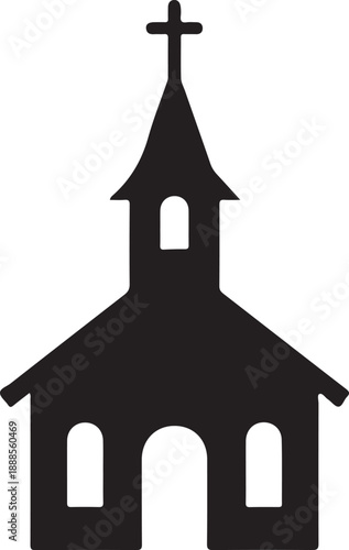 Church Building Icon Silhouette Christian Religion Symbol