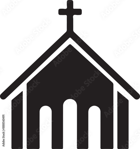 Church Building Icon Silhouette Christian Religion Symbol