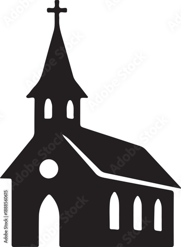 Church Building Icon Silhouette Christian Religion Symbol