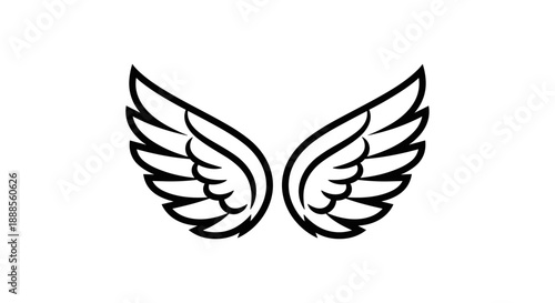Black and White Angel Wings Symbol Silhouette