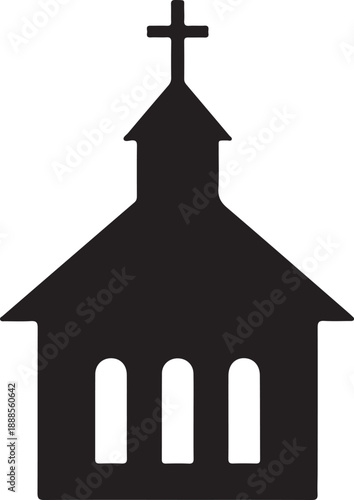 Church Building Icon Silhouette Christian Religion Symbol