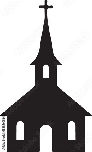 Church Building Icon Silhouette Christian Religion Symbol