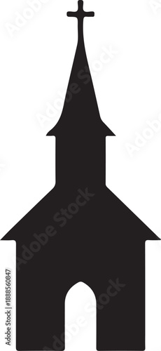 Church Building Icon Silhouette Christian Religion Symbol