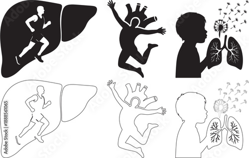 Human Organs Health Concept Showing Exercise Heart Lungs Breathing Wellness Movement
