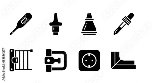 Baby health and home safety vector icons