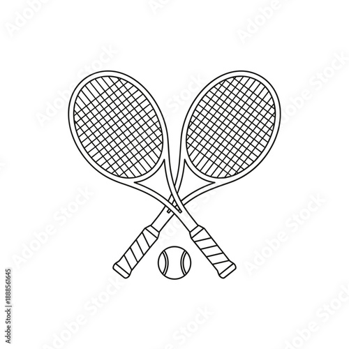Minimalist Crossed Tennis Rackets Line Art Icon