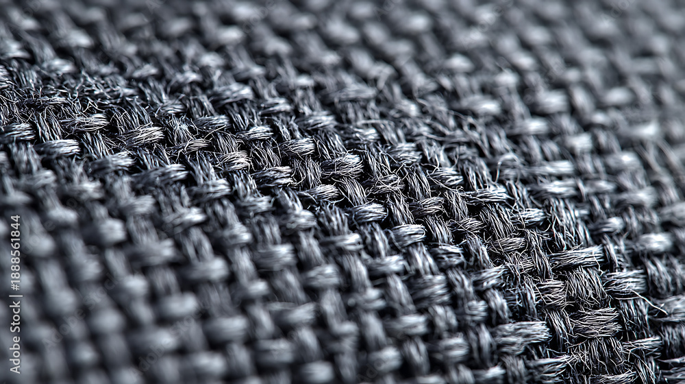Fototapeta premium Extreme close-up of dark grey woven fabric with a shallow depth of field