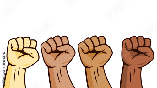hand fist raised people power protest democracy solidarity flat color vector illustration template design