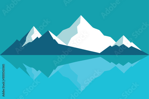 Majestic Snowy Peaks Reflected In A Turquoise Alpine Lake