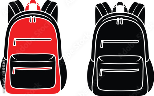 School bag vector illustration with books and stationery for back to school education concept