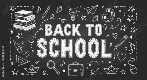 Back to school education banner with school elements