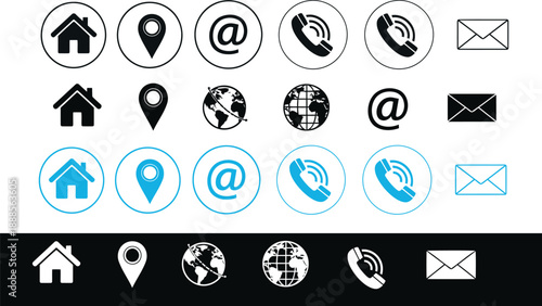 Communication flat icon set with chat bubbles, email, hotline and online contact
