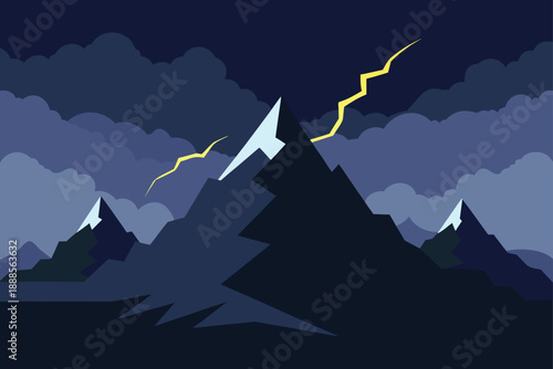 Stormy Mountain Landscape With Dramatic Lighting