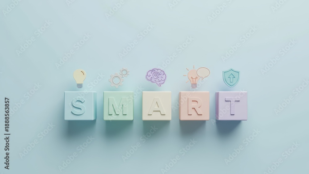 Fototapeta premium SMART Goals for Entrepreneurs in a Modern Office Environment