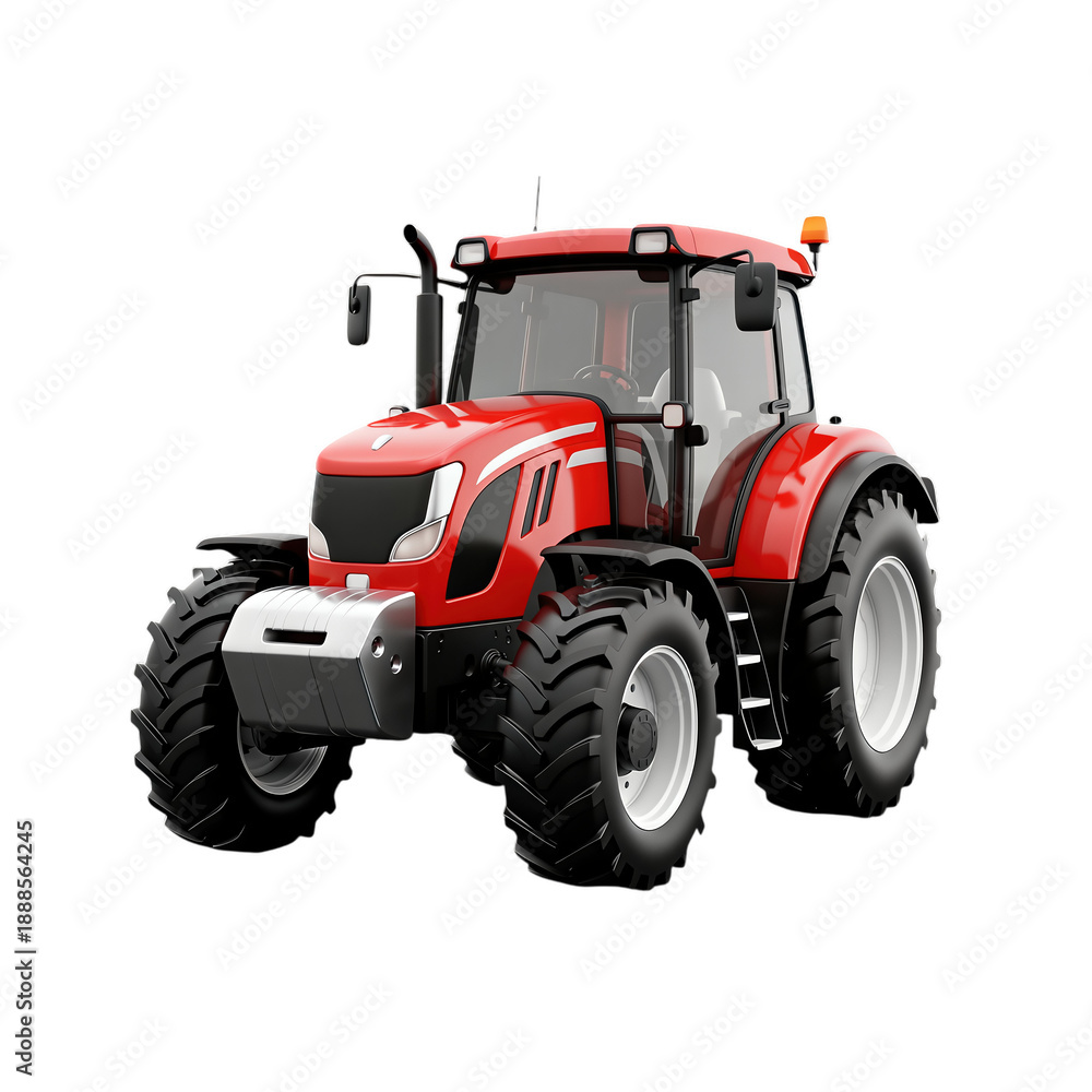 Obraz premium Powerful Red Tractor With Large Tires