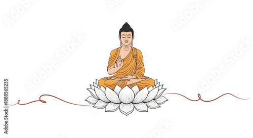 Serene Buddha in meditation pose on a lotus flower.