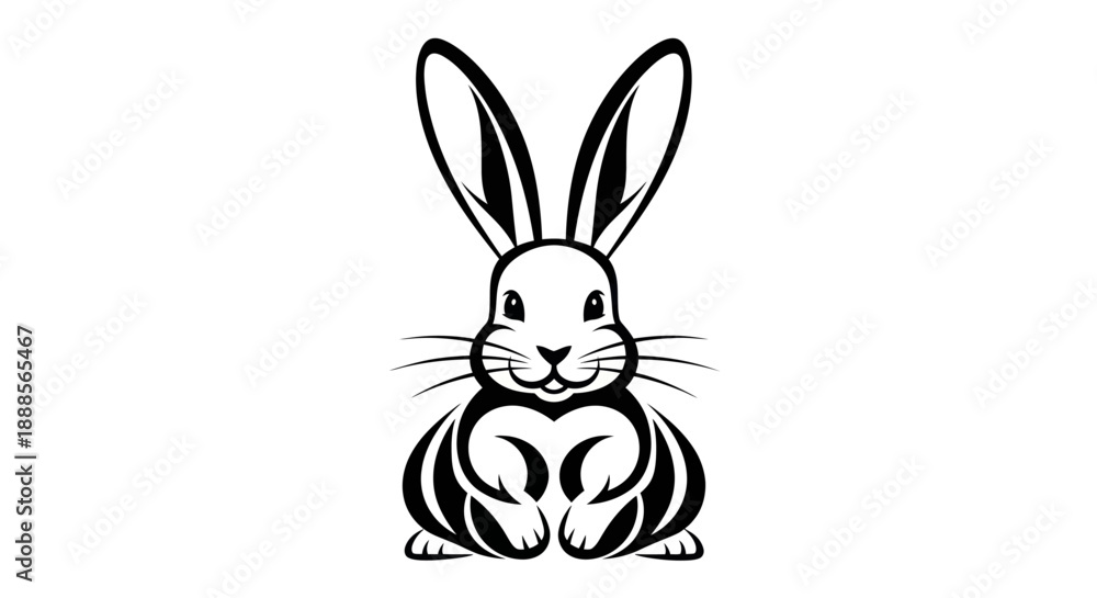 Fototapeta premium Rabbit illustration black and white vector art for design projects