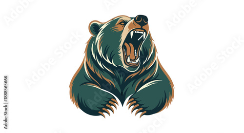 Roaring bear illustration against white background for graphic design