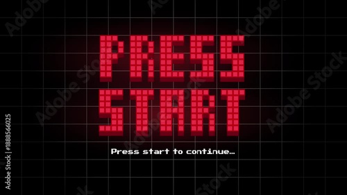 PRESS START  TO CONTINUE .pixel art .8 bit game.retro game. for game assets	
