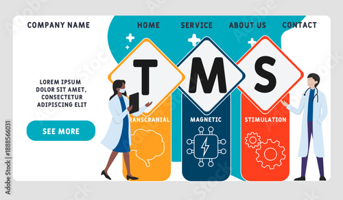 TMS - transcranial magnetic stimulation
acronym. business concept background. vector illustration concept with keywords and icons. lettering illustration with icons for web banner, flyer, landing