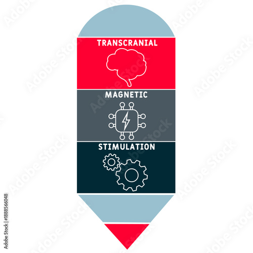 TMS - transcranial magnetic stimulation
acronym. business concept background. vector illustration concept with keywords and icons. lettering illustration with icons for web banner, flyer, landing