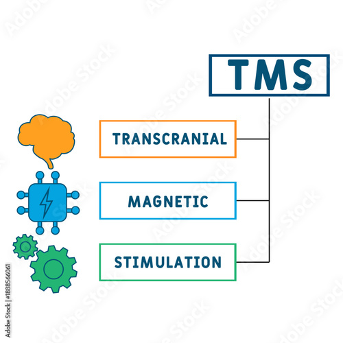 TMS - transcranial magnetic stimulation
acronym. business concept background. vector illustration concept with keywords and icons. lettering illustration with icons for web banner, flyer, landing