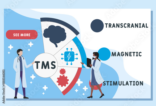 TMS - transcranial magnetic stimulation
acronym. business concept background. vector illustration concept with keywords and icons. lettering illustration with icons for web banner, flyer, landing