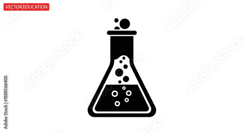 Chemical reaction in a laboratory flask with bubbles.