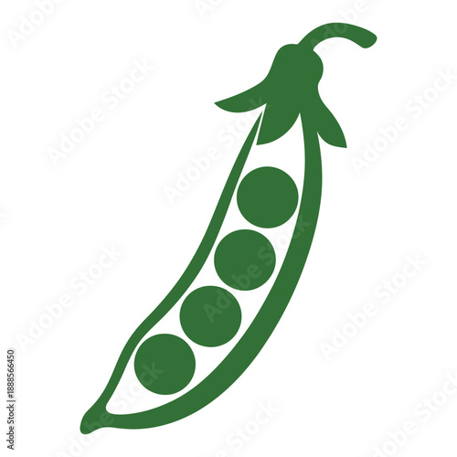 Green peas vector pod with four sphere pea pods and natural light green stem on transparent background with creative template design 183c