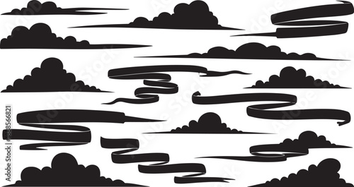 Black clouds and smoke on white background illustration design