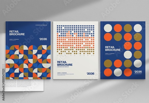 Brochure Cover Template in Creative Modern Bauhaus Style for Company Profile Annual Report Magazine
