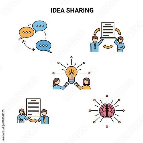 Creative Idea Sharing and Brainstorming Concept Illustration