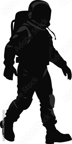 Silhouette Of An Astronaut Walking On The Moon