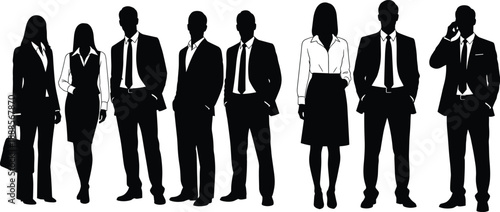 Business Team Silhouettes Standing in a Corporate Group