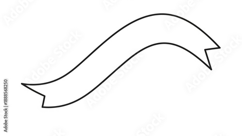 Black ribbon banner with arrow tips on white background