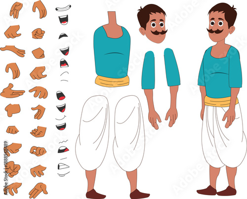 Traditional Indian Man Character