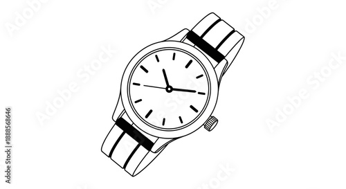 Classic Analog Wristwatch with Striped Band.