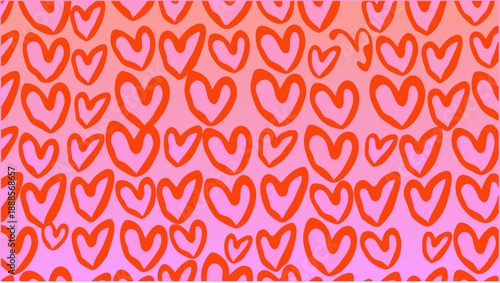 Vibrant hearts pattern in pink and orange hues for love and joy