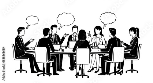 Diverse group of professionals in a business meeting discussing ideas.