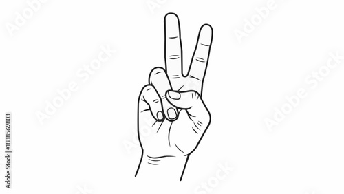 Hand showing peace sign with two fingers raised.