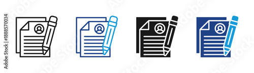Content Writing icon set multiple style collection