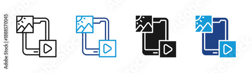 Media Files icon set multiple style collection