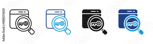 Keyword Access icon set multiple style collection