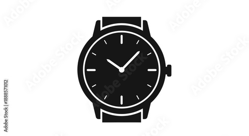 Classic Wristwatch Icon Isolated on White Background.