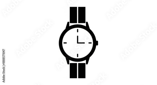 Classic Wristwatch Icon with Black Strap and White Face.