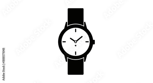 Classic Wristwatch Icon with Black Strap and White Face.