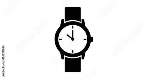 Classic Wristwatch Icon with Black Strap and White Face.